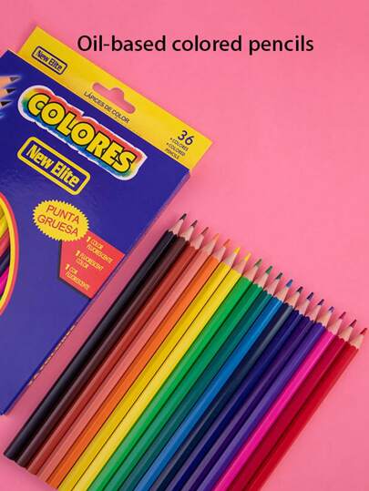 12pcs Oil-Based Colored Pencils Set, Assorted 12/18/24/36/48 Colors For Drawing, Coloring And Sketching School Supplies,Back To School