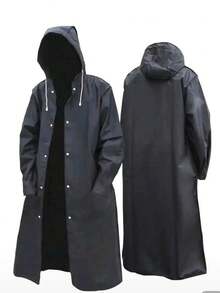 Capa impermeable portátil para lluvia tipo gabardina, poncho - Negro - Ver 3