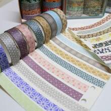 10 rotoli/scatola Nastro adesivo decorativo con animali carini, motivi geometrici, texture semplici, ideale per confezioni regalo, decorazione di album di ritagli e materiale scolastico, adatto per il fai da te e la decorazione. Forniture scolastiche, per il rientro a scuola