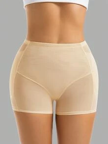 High Waist Butt Lifting Seamless Shorts For Women, Tummy Control Shapewear Shorts With Removable Padded Hip Enhancer, Waist Trainer, Postpartum Recovery Shorts, Slimming Bodysuit - Apricot - View 3