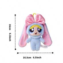 Llavero de peluche de Bunny de Las Chicas Superpoderosas - Llavero de recuerdo con mascota de dibujos animados lindos para bolsos, llaves y teléfonos - Regalo de recuerdo de personaje (Blossom, Bubbles, Buttercup)