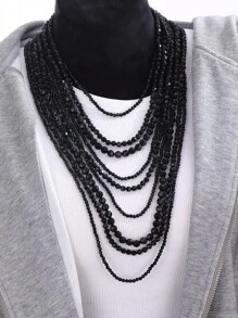 Colar vintage grande de acrílico marrom com cascata, feito à mão, 1 peça, colar casual em camadas para mulheres