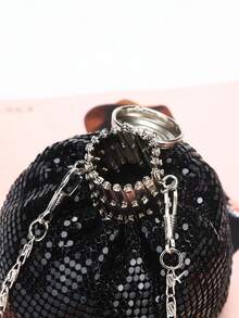 Mini Coin Purse, Handmade European And American Style Aluminum Foil Clutch Bag, Women's Bottle Shaped Evening Bag - Black - View 2