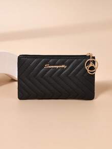 Monedero casual y versátil con cierre de boca de pez, billetera mini, monedero, billetera para monedas para mujer - Negro - Ver 2