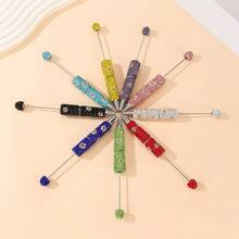 5pcs Luxury Flash Artificial Diamond Heavy Industry Gemstone Beaded Ballpoint Pen Diy Material Package Diy Pen Silicone Beads Focus Beads Jewelry Accessories Toys Stationery Creative Crafts - Multicolor - View 7