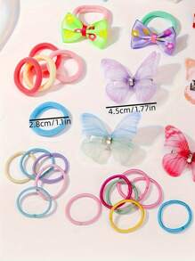 881 pezzi Set combo di elastici per capelli e fermagli per capelli a forma di farfalla, accessori decorativi per capelli elastici monouso, colori misti senza scatola regalo