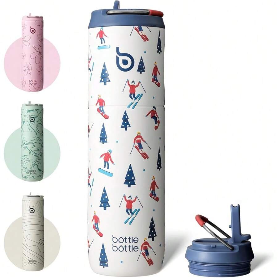 New-88 Insulated Water Bottle 24oz Straw Lid And Handle For Sports Travel Gym Stainls Steel Water Bottl Double-Wall Vacuum Metal Le Proof - - 學校 - 查看 1