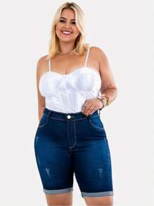 Kit 2 Bermuda Feminina Plus Size Jeans Com Lycla (Elastano)