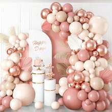 Juego de arco de globo color oro rosa - Set de 100 globos de color rosa palo para arco de globos que incluye globos rosas y blancos, set de guirnalda de globos rosa polvo para decoración de baby shower, boda, baile de graduación, cumpleaños