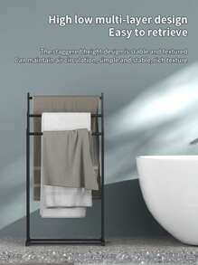 1 pezzo Portasciugamani a 3 ripiani da terra, portasciugamani verticale, alta capacità, facile da installare, adatto per riporre asciugamani in bagno, toilette, vasca da bagno all'aperto, accessori da bagno, accessori per lo stoccaggio, portasciugamani