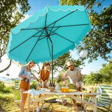 Lifezeal 10 FT Patio Umbrella With Crank Tilt Adjustment Ruffles Vented Top 8 Ribs - Turquoise - View 3