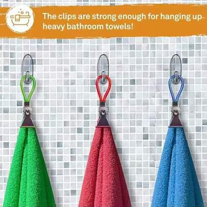 Set de 10 piezas de Pinzas metálicas para bata de baño y toallas, pinzas versátiles para toallas de playa y ropa, pinzas decorativas para el baño, lavandería, cocina, dormitorio, spa y viajes, con agarre , acabado metálico elegante y diseño compacto, ideal para organización del hogar, perfecto como regalo para campamentos de verano y picnics