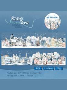 1 Roll Of Tape Dream Town Series House Landscape Pattern Gift Packaging Sealing Stickers Suitable For Multiple Scenes, Scrapbook Stickers Album Diary Decoration, Mobile Phone Case Water Cup Stickers Notepad Accessories Garbage Diary Decoration Stickers, Scrapbook Supplies, Art And Handmade Decoration Stickers School Supplies,Back To School