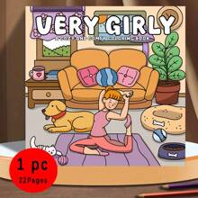1pc Very Girlly Adult Coloring Book, 20.5x20.5 Cm, 22 Pages, Single-Sided Print - Whimsical & Comfy Designs With Clear Lines, Perfect For Birthdays, Easter, Father'S Day, And Relaxation, Cute Coloring Boo,Back To School,School Supplies