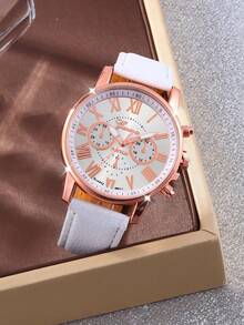 10 件/3 件套时尚石英表，男女皆宜 - 圆形表盘，仿皮表带，多种颜色可选 - 送礼佳品！适合日常佩戴