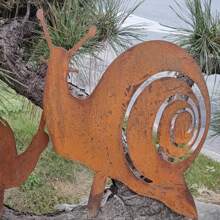 1pc Natural Rusted Countryside Metal Snail Garden Decor, Vintage Style, Outdoor Lawn Decoration, Sturdy Metal Structure, Perfect For Yard Decoration.
