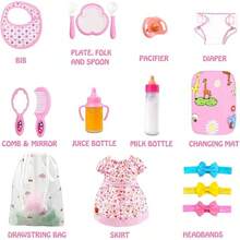 BNUZEIYI Accessories - Feeding And Caring Set With Diaper Bag, Bottles, Stuff Clothes Fit 14-16 Inch And 18 Inch Dolls