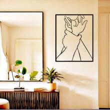 Romantic Holding Hands Metal Wall Art - Elegant And Simple Design, Perfect Gift For Couples, Suitable For Bedroom Or Office Decoration Gift Birthday Graduation, Suitable For Modern Home Decoration, Home Decoration, Room Decoration, Bedroom Decoration, Bathroom Decoration, Waterproof, Rust-Proof, , Wall Decoration,