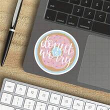 3-Inch "Stay Calm With 'Donut Worry' Vinyl Sticker – Ideal For Foodies, Humor Lovers, And Stress Relievers; Adorn Your Laptop, Journal, Or Kitchen; A Fun Addition To Humorous, Food-Themed, And Motivational Sticker Collections; Perfect For Cafes, Kitchens, And Study Areas"