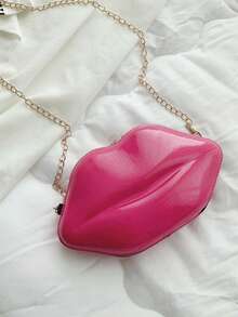 1pc Fashionable Glossy Lip Shaped Chain Strap Crossbody Bag For Women, Novel And Unique Design, Versatile Fashion Item With Multiple Color Options - Hot Pink - View 13