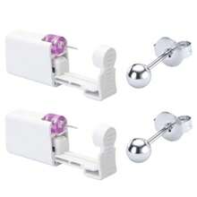 2 pezzi Kit per foratura orecchie fai da te con orecchini incorporati - Set di strumenti per foratura orecchie usa e getta