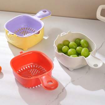 1pc Cat Paw Shaped Colander, Fruit Washer Tool, Double Layer Separable Thickened Multipurpose Drainer Strainer Bowl For Summer Use