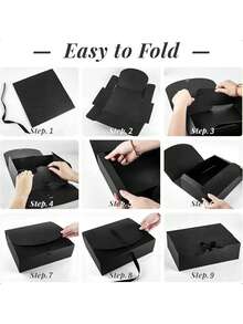 5pcs/10pcs Lidded Black Gift Boxes, Groomsman Proposal Boxes, Luxury Black Gift Boxes With Ribbons, For Wedding Boxes, Birthday Boxes, Party Boxes, Bridesmaid Boxes, Graduation Gifts, Valentine's Day, Mother's Day, Father's Day - Multicolor - View 3