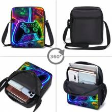 3 pièces Set de sacs à dos, Imprimé araignée/Imprimé jeu, Unisexe, Sac à déjeuner, Trousse, Sac à dos