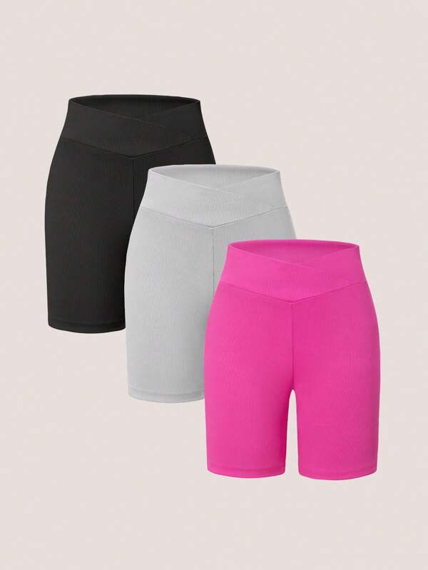 Tween Girls 3 PiecesSet: Leggings, Yoga Shorts, Athletic Cycling Shorts
