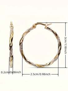 1 Pair Ladies' Elegant Twisted Circular Earrings - Copper Alloy Nickel-Free Electroplated, Minimalist Yet Chic Valentine's Day Fashion Jewelry, Versatile Accessory For All Seasons, Suitable For Daily Wear And Parties
