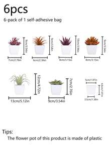 6 Stücke 3,5 Zoll (H) große simulierte Mini-Sukkulenten-Topfpflanzen für das Herbsthaus, Wohnzimmer, Badezimmer, Büro, Erntedankfest, Erntedankfest, Party und als süße Dekoration für den Schreibtisch