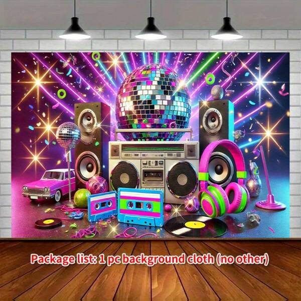 1pc 80s Party Polyester, Multipurpose Decoration, Suitable For Halloween, Yard, Studio, Home, Garden Celebration, Garage Flag, Photography Studio Background, Outdoor Celebration