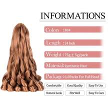 8 Packs French Curly Braiding Hair For Box Braids 24Inch Pre Stretched Loose Wavy  Bouncy Braiding Hair Extensions 75g/Pack Synthetic French Curl Crochet Hair Braids Extensions For Women Daily Holidays Party And Cosplay Braided Hair - 棕-30# - 查看 2