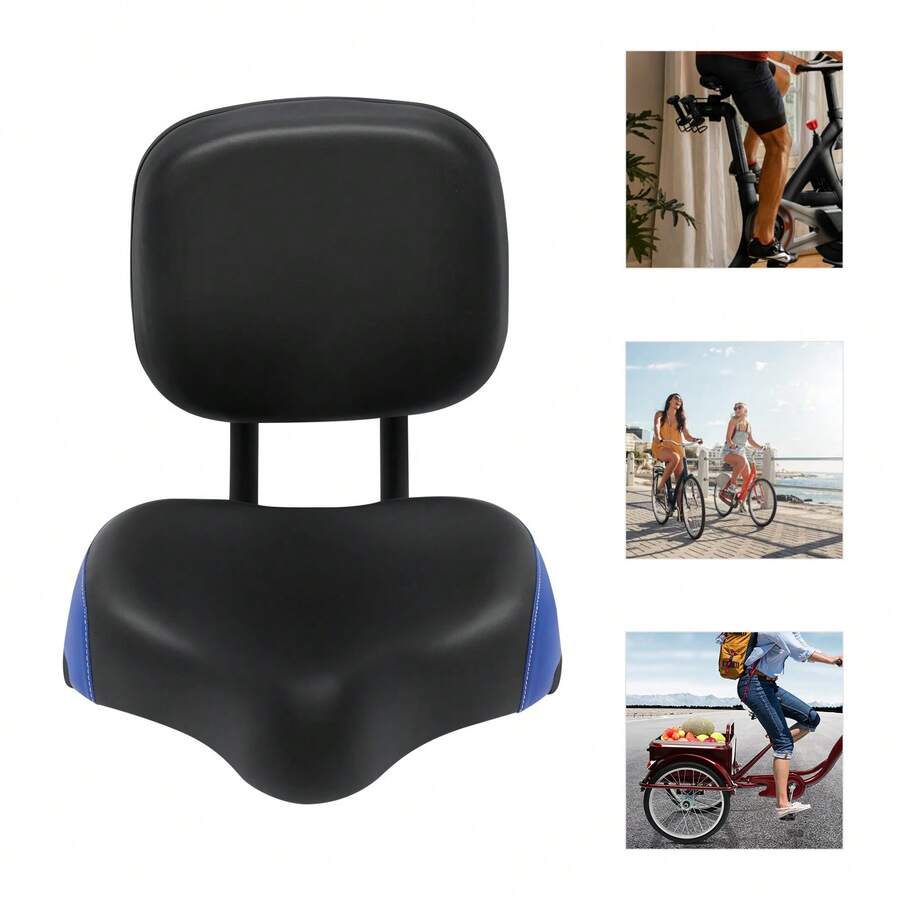 OUKANING Universal Bicycle Seat Large Comfort Wide Saddle Seat With Back Rest Cushion HOT - Black - View 1