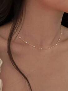 1 pièce Collier de perles élégant, polyvalent et simple à la mode