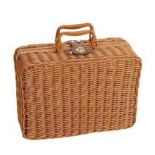 Rattan-Like Finish Box, Woven Basket, Retro Storage Box, Decorative Accessory, Hand-Held Suitcase, Gift Box