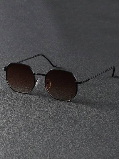 1 قطعة نظارة شمس معدنية بإطار هندسي لشخصنتها، مناسبة للخارج والسفر والتنقلات، لحماية من أشعة الشمس