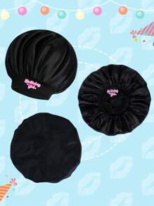 1 Stück Seiden-Haube mit Buchstaben-Muster, Geburtstagsparty Schlaf-Haarnetz, Kopfbedeckung zum Schutz des Haares, Haube für Zöpfe, Geschenkidee für tägliche Haarpflege