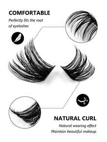 Rikuaild 120pcs Cluster False Eyelashes, Faux Mink Material, Comfortable D-Curl Voluminous, 8-16mm Length, Mixed Natural Long Lashes For Eyelash Extension, Segmented Application, Personal Eyelash Makeup Tool - 黑色 - 查看 5