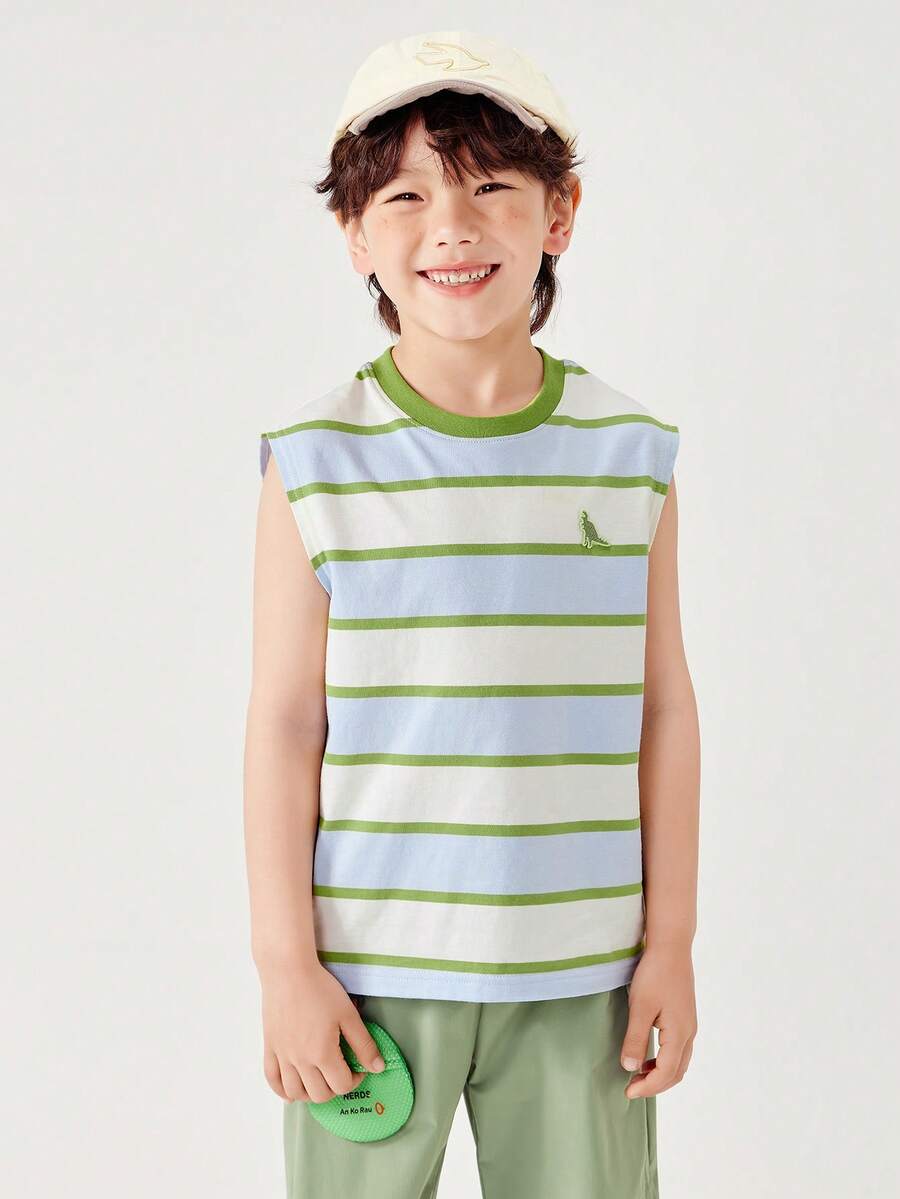 mini bala Boys' Cooling Tank Top – Soft Breathable Sleeveless Tank For Summer Innerwear - White and Blue - View 1