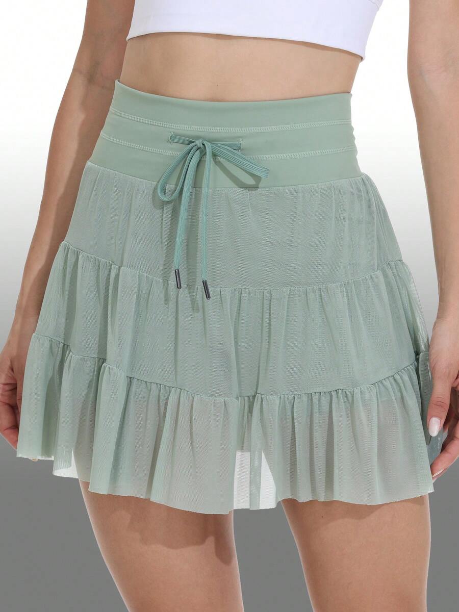 Blaosn Women's High Waisted Pleated Skirt Athletic Skorts ,Ruffle Tennis Skirts Cute Golf Sports ,Running Skorts With Shorts Pockets Workout Casual Outfits - 綠色 - 查看 1