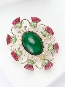 1pc Green Thistle Brooch For Women,Plant Brooches,For Bag,Sweater,Coat,Hat,Shoes,Dress,Suit