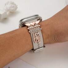 4 Peças Anéis Decorativos da Série Amor e Asas para Pulseiras de Relógio, Adequados para Pulseiras de Série, Decorações de Pulseiras de Relógio Inteligente, Presente do Dia dos Namorados para Meninos e Meninas
