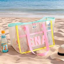 1PC Personalized Beach Tote Bag, Girl Beach Bag, Beach Bag, Crochet, Women's Wedding Clutch, Bridesmaid Gifts, Summer Bag, Women's Beach Bag, Wedding Bag, Suitable For Camping And Vacation, Custom Initials Handle Bag, Bachelorette Party Gift Bag, School Supplies, Back To School, School Gift, For Office, For School, For Classroom, For Colleague, For Dorm Rooms, Junior High School Students, Middle School Students, Sophomore, Underclassmen, All-Purpose, Large Capacity