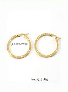 Fashionable Stainless Steel Textured Hoop Earrings For Women For Daily Decoration