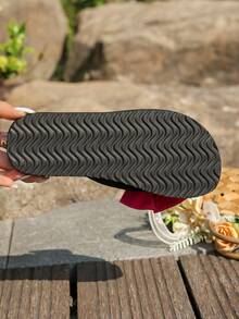 Women's Summer Sandals, Bow Decor Slippers, Vacation Style Slides, Comfortable Convenient Slip-On Sandals, Thick-Soled Beach Sandals, Women's Summer Thong Sandals - Hot Pink - View 8