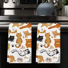 2 piezas de paño de microfibra ultra suave con diseño de gato adorable, toalla de secado, paño de limpieza, ideal para cocina, cocinar, hornear, regalo para el Día de la Madre, regalo de inauguración de la casa, regalo de cumpleaños