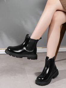 1双儿童靴，男女童真皮踝靴，百搭靴，春秋新款 - 黑色 - 查看 1