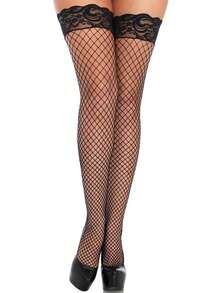 1/3 双超大码女式性感大腿袜，蕾丝镂空网眼渔网袜，时尚及膝袜，适合节日、万圣节、狂欢节、圣诞节 - 彩色 - 查看 4