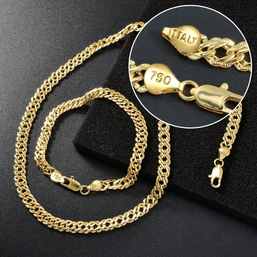 Conjunto de 2 collares y pulseras minimalistas de cobre repujado chapados en oro de 18 quilates para mujer, ideal para uso diario en fiestas.